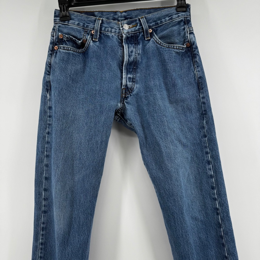Levis 501 Original Fit Jeans Mens 30x30 (29x29) Blue Denim Button Fly Straight - Picture 15 of 16